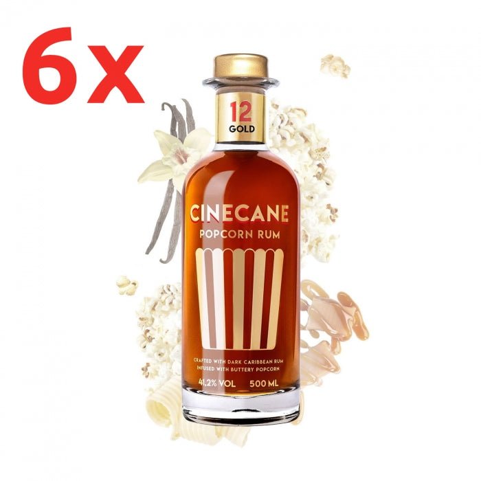 CINECANE GOLD Popcorn Karton 6x 500ml (Spirituose auf Rumbasis) - Smokkie | eine Marke der Smoke Smart GmbH
