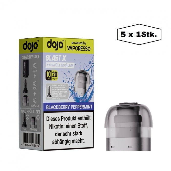 Dojo Blast X Nachfüllbehälter 10ml (5er VPE) - Blackberry Peppermint - Vaporesso Smokkie