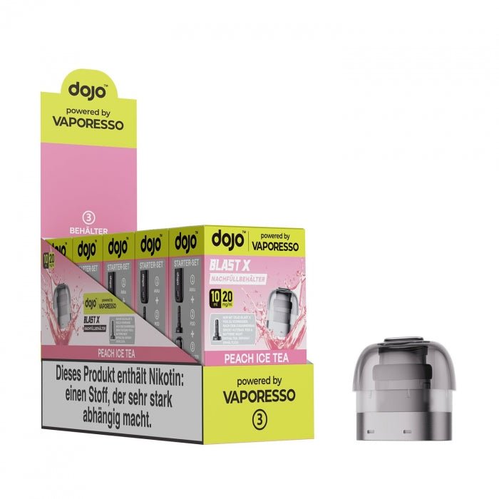 Dojo Blast X Nachfüllbehälter 10ml (5er VPE) - Peach Ice Tea - Vaporesso - Smokkie | eine Marke der Smoke Smart GmbH