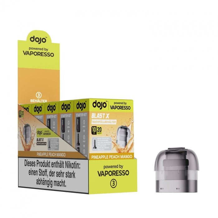 Dojo Blast X Nachfüllbehälter 10ml (5er VPE) - Pineapple Peach Mango - Vaporesso - Smokkie | eine Marke der Smoke Smart GmbH