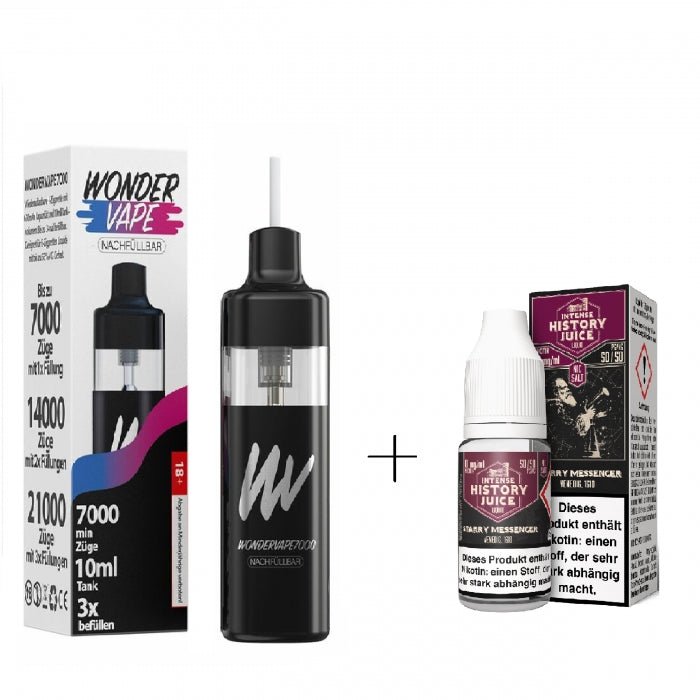 Wondervape 7000 Pod Vape Kit mit History Juice Nikotinsalzliquid - Smokkie