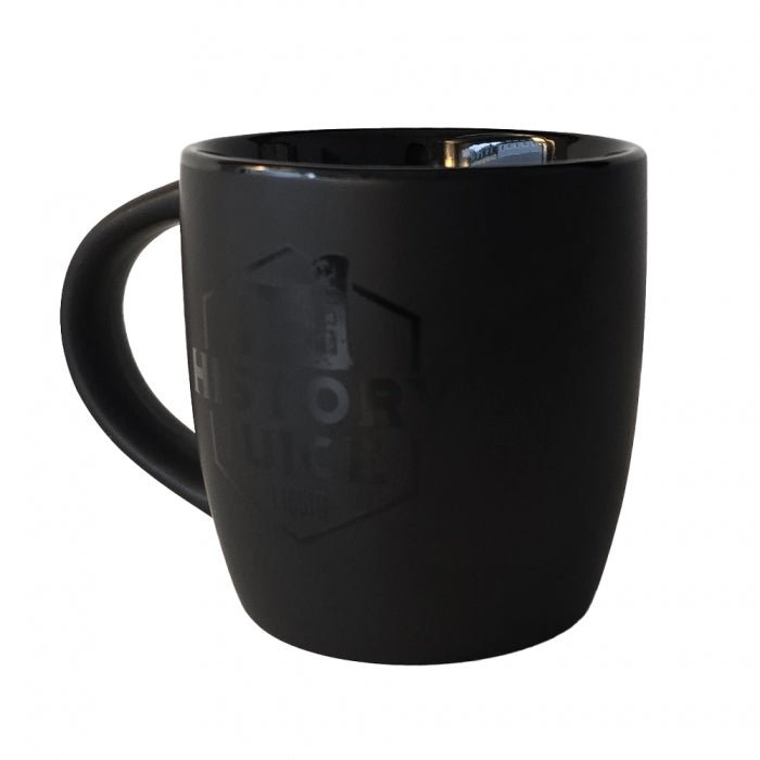 Kaffee Becher Schwarz mit History Juice Logo VEX - Smokkie | eine Marke der Smoke Smart GmbH