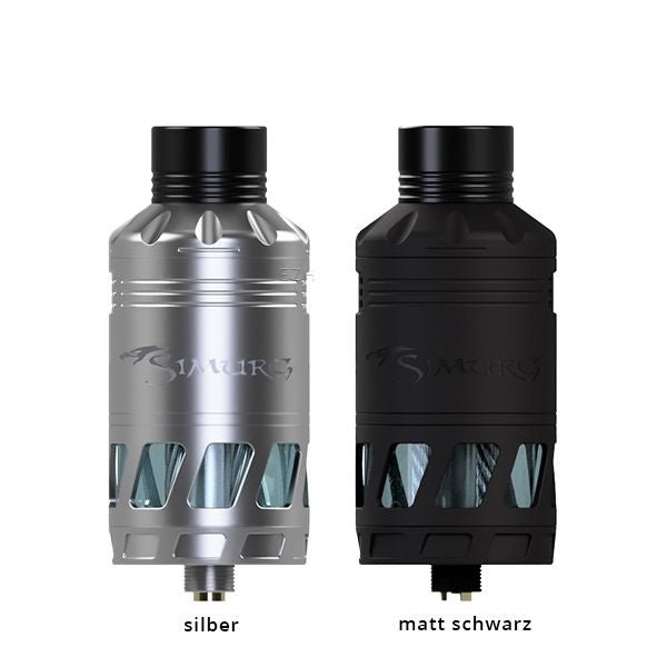Simurg SX RTA Imist Verdampfer in Edelstahl und Schwarz Matt - Smokkie