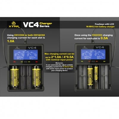 XTAR VC4 Ladegerät für LiIon und NIMH ohne Netzstecker - Smokkie | eine Marke der Smoke Smart GmbH